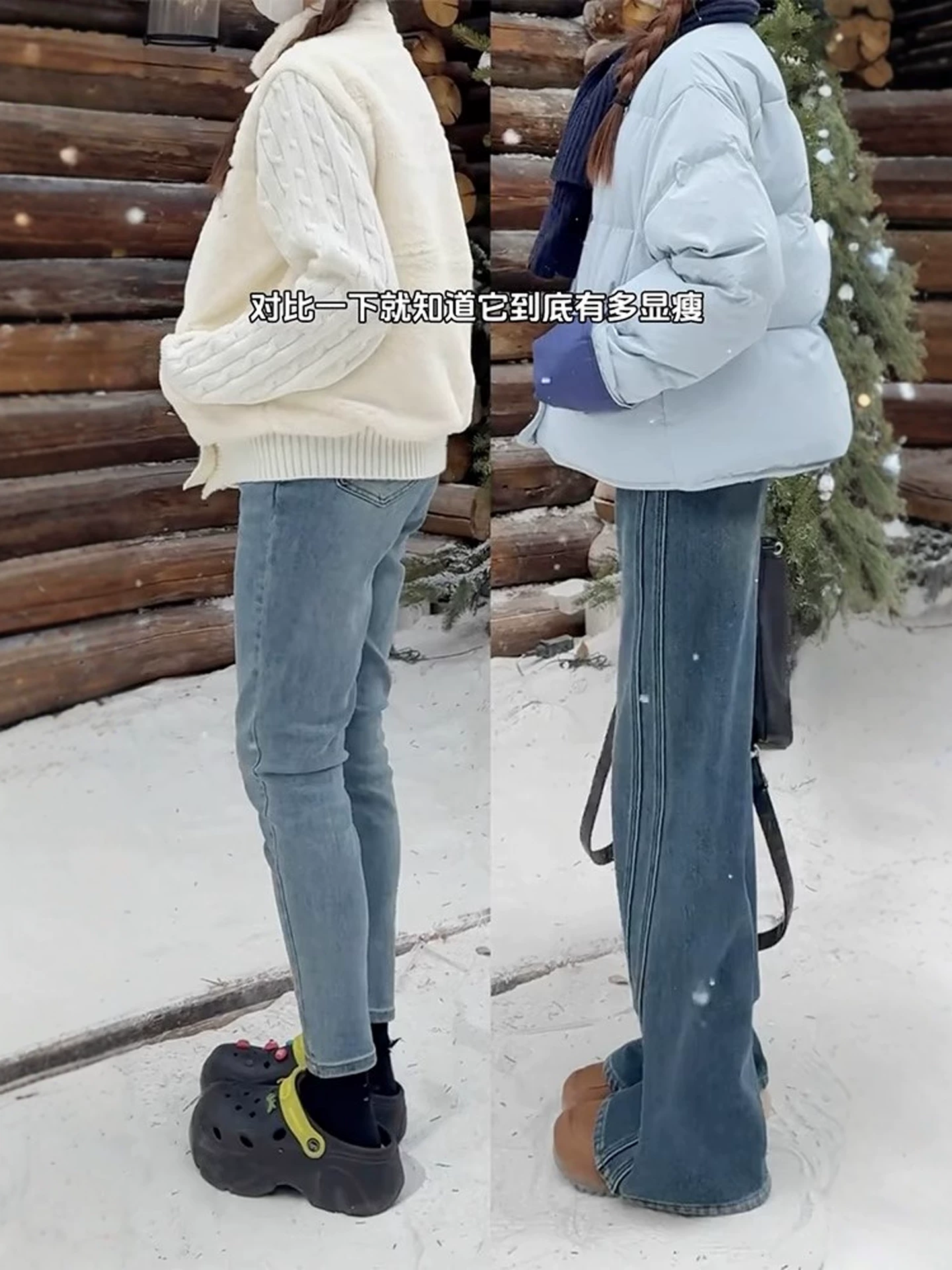 Quần jean ống đứng màu xanh cổ điển dành cho nữ, mùa thu đông, lót lông cừu, dày, cỡ lớn, lưng cao, dáng rộng, dáng suông, quần ống rộng, quần dài.