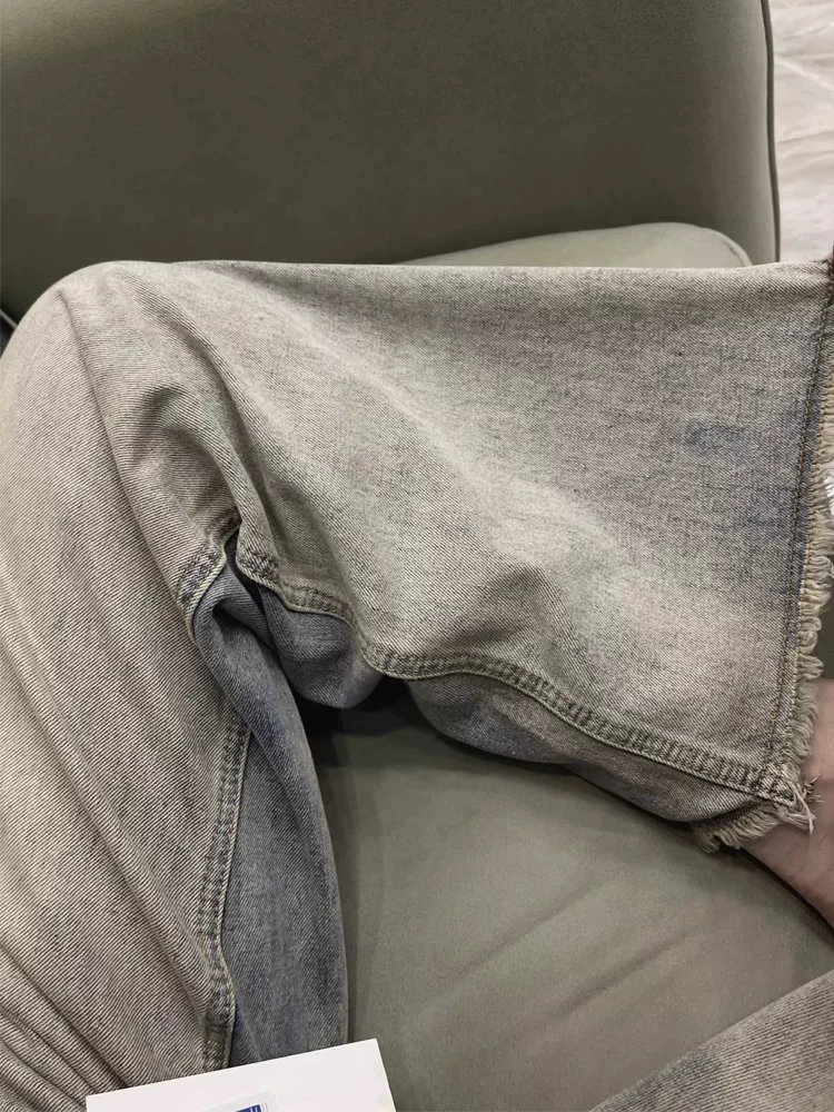 Quần jean ống thẳng màu xanh cổ điển dành cho nữ, phong cách mùa thu mới, cỡ lớn, lưng cao, dáng rộng, dáng suông, quần dài đến sàn.