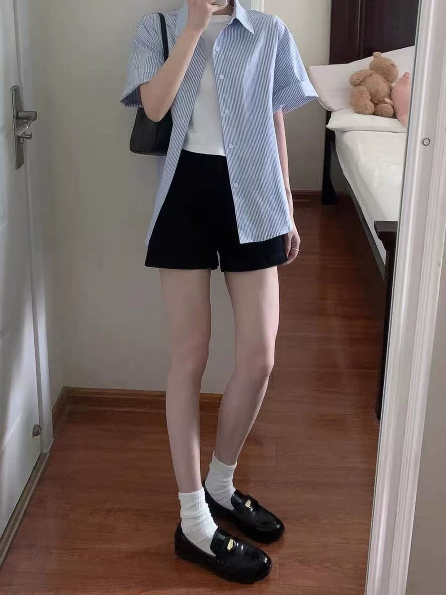 Quần short denim đen nữ mùa hè 2025, size lớn, cạp cao, co giãn, tôn dáng, kiểu dáng chữ A, quần short ngắn