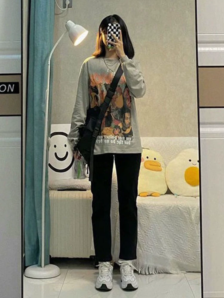 Quần jean ống đứng màu đen dành cho nữ, thu đông 2022, lót lông cừu, cỡ lớn, lưng cao, dáng rộng, giảm béo, quần ống thuốc lá cắt ngắn.