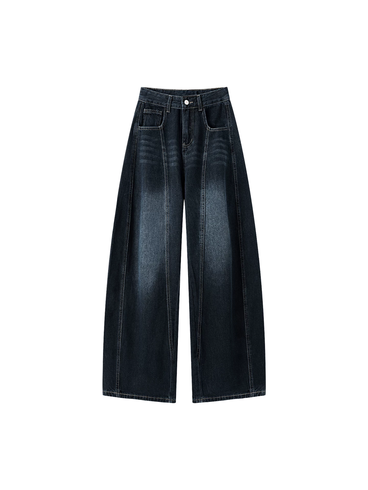 Quần jean thêu kiểu cổ điển Mỹ dành cho nữ, phong cách thu đông mới, cỡ lớn, lưng cao, dáng rộng, giảm béo, quần ống rộng