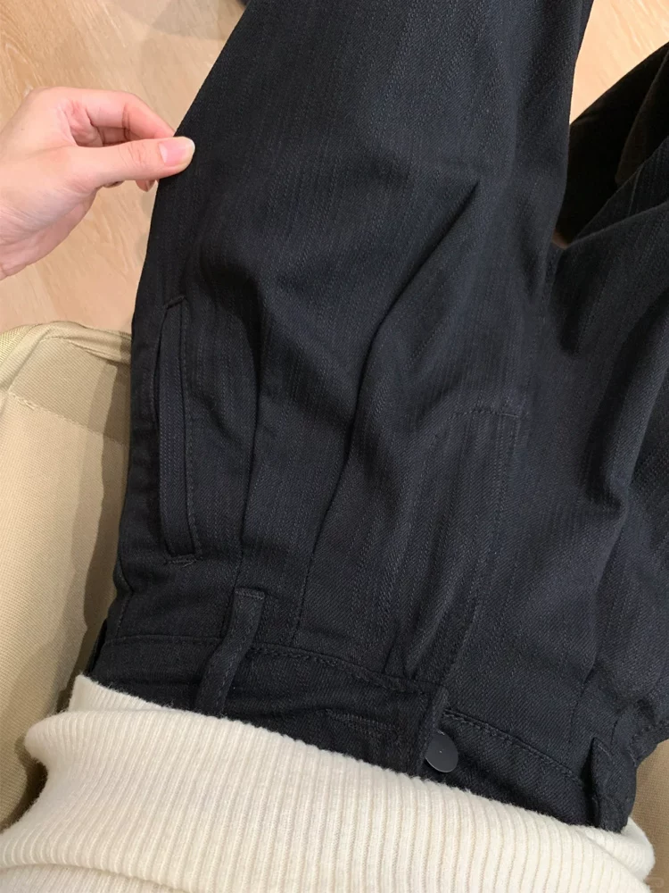 Quần âu đen cho nữ, kiểu dáng mỏng mùa hè, cỡ lớn, lưng cao, dáng rộng, mềm mại, tôn dáng, dáng quả lê, quần dài ống rộng.