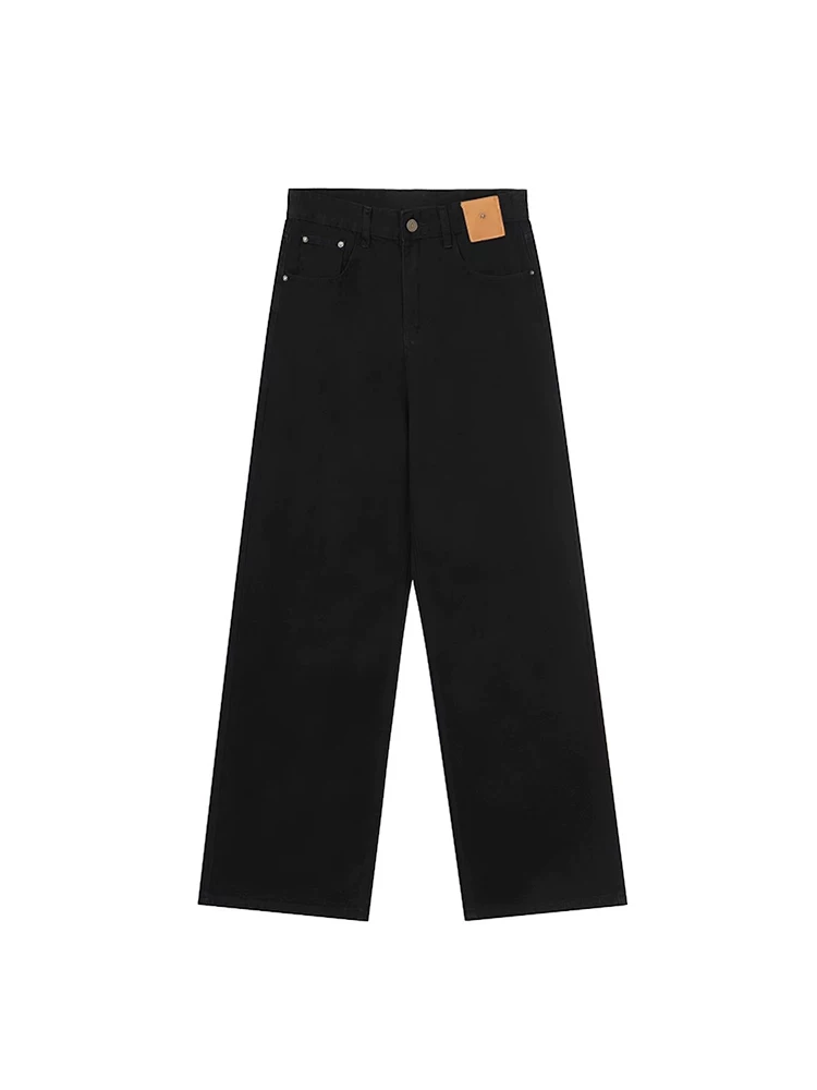 Quần jean ống thẳng dáng quả lê dành cho nữ, phong cách mới đầu thu, cỡ lớn, lưng cao, dáng rộng, dáng suông, quần dài đến sàn