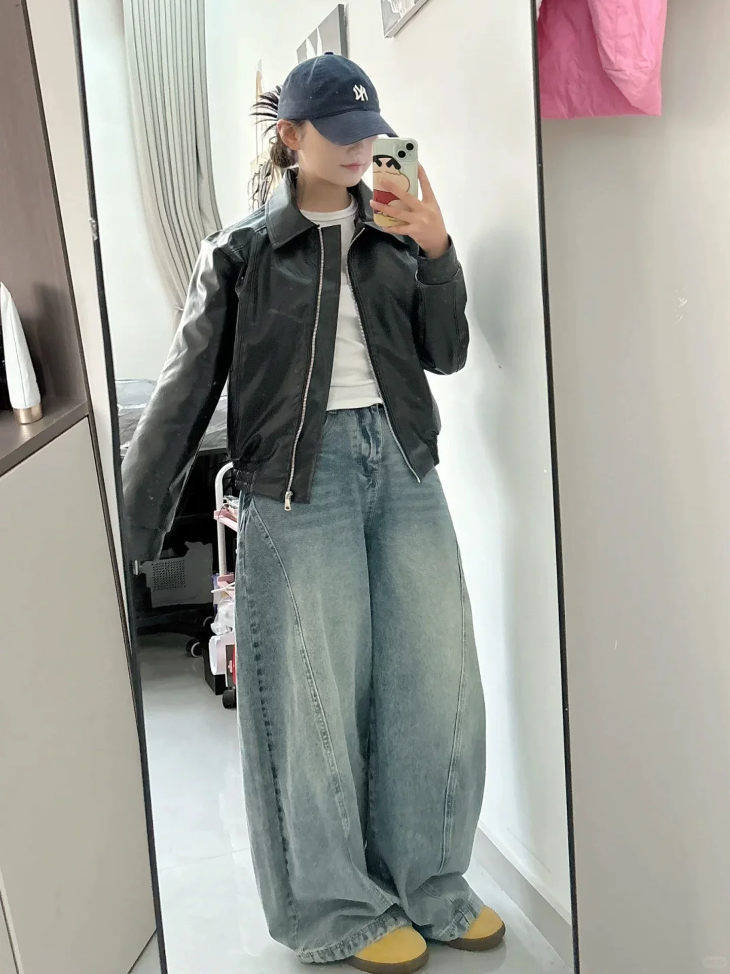 Quần jean nữ kiểu Mỹ, vạt cong, thu đông 2025, size lớn, cạp cao, dáng rộng, tôn dáng, dành cho người có thân hình quả lê, quần ống rộng