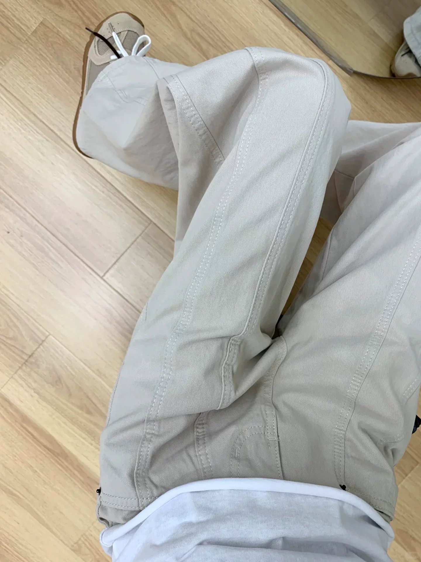 Quần jean ống thẳng màu mơ dành cho nữ, mùa thu, cỡ lớn, lưng cao, dáng rộng, che hông, giảm béo, dáng quả lê, quần ống rộng đi làm