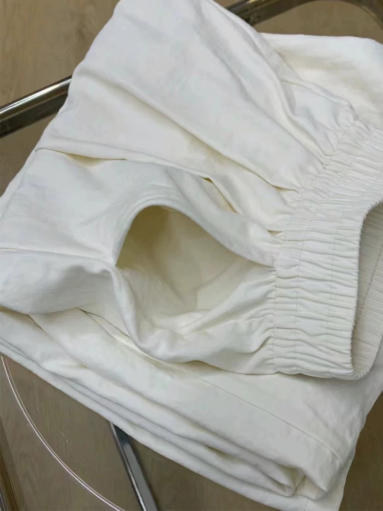 Quần âu nữ chất liệu vải có vân, dáng rộng, mùa hè, dành cho người có dáng quả lê, size lớn, cạp cao, rộng rãi, mềm mại, tôn dáng, quần ống rộng