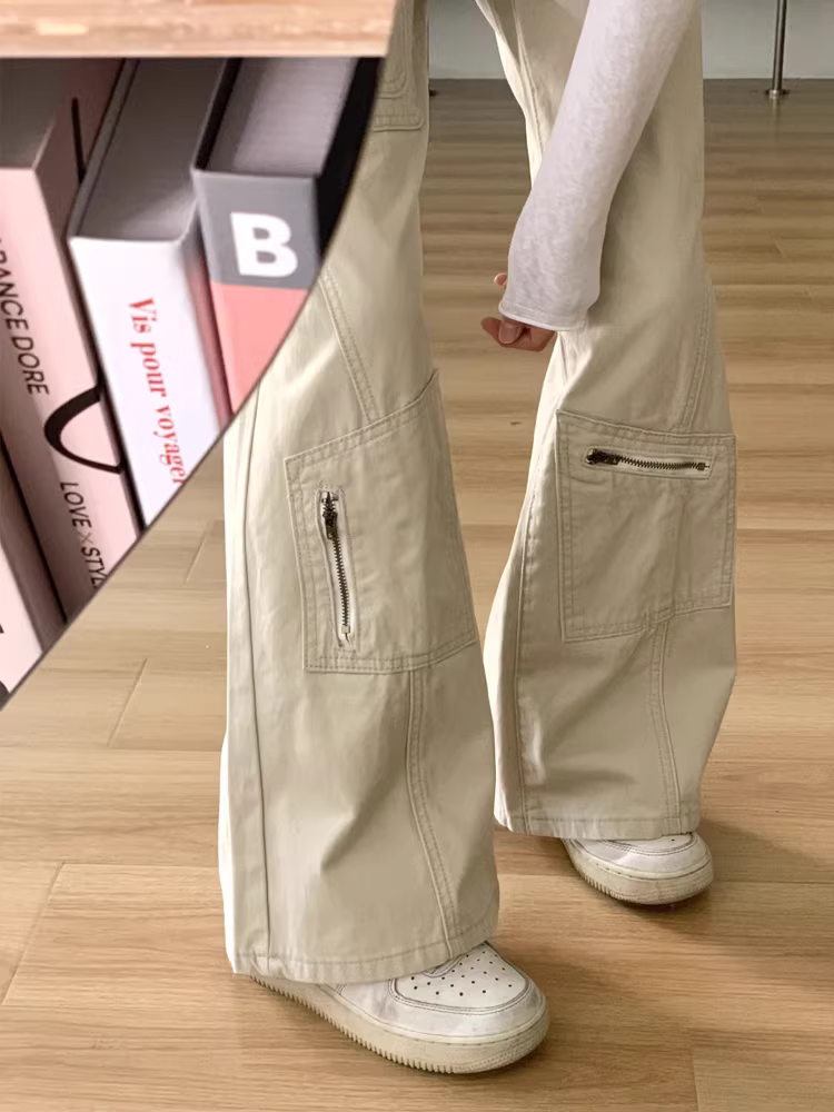 Quần jean nữ ống loe cạp cao kiểu Mỹ, mẫu mới xuân 2025, thiết kế size lớn, quần ống rộng dáng chuông tôn dáng.