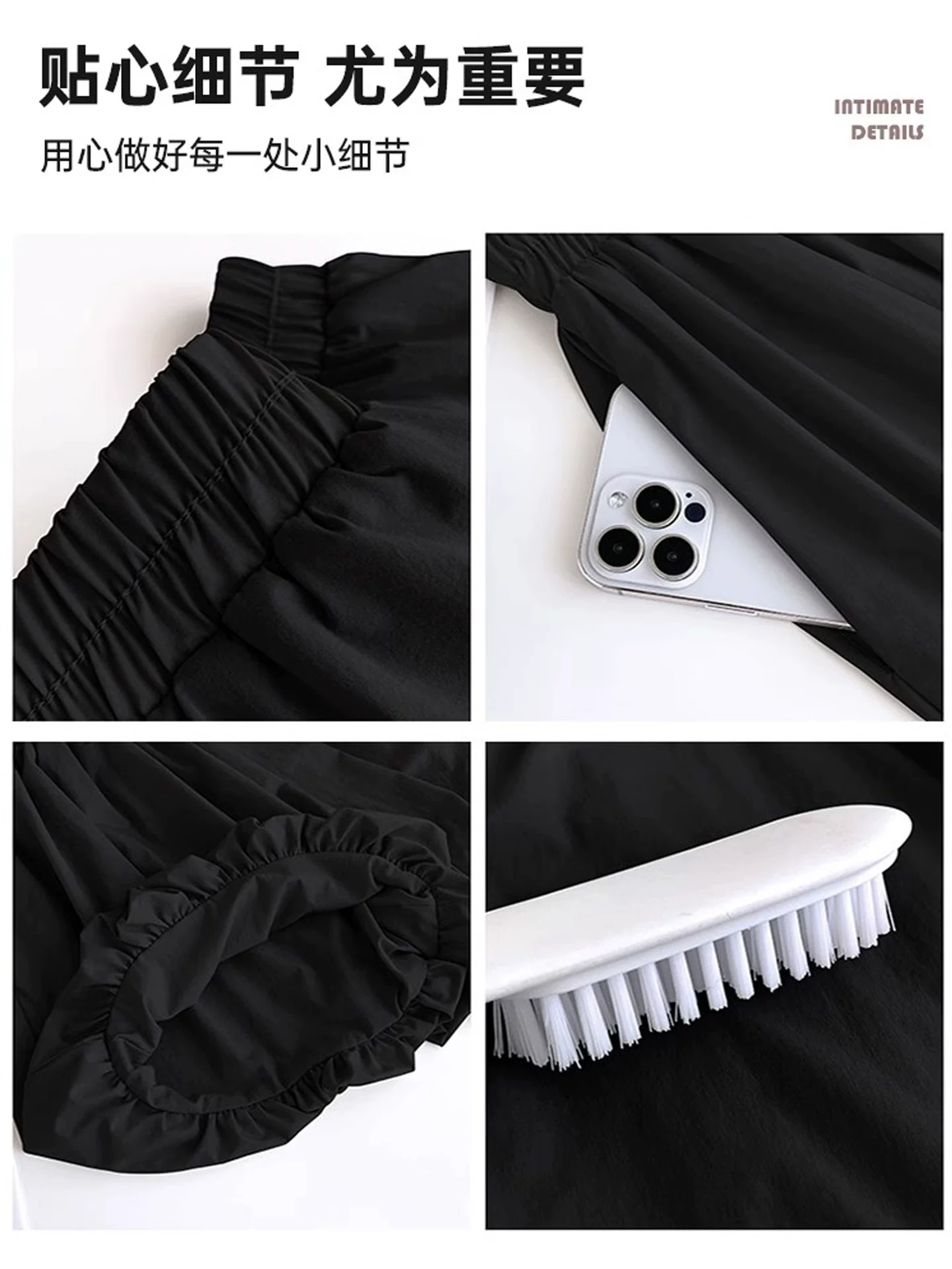 Quần short hoa màu đen dành cho nữ, kiểu dáng mỏng mùa hè, cỡ lớn, lưng cao, che hông, váy đèn lồng thon gọn, váy ngắn phồng.