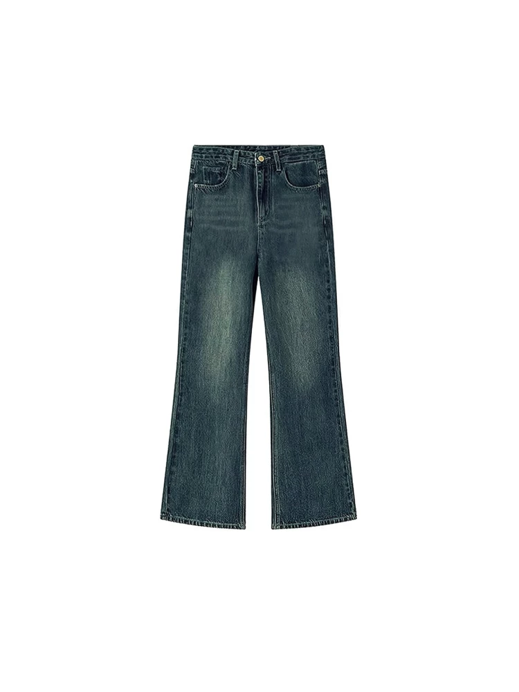 Quần jeans ống loe kiểu Mỹ cổ điển dành cho nữ, thu đông 2025, size lớn, cạp cao, co giãn, tôn dáng