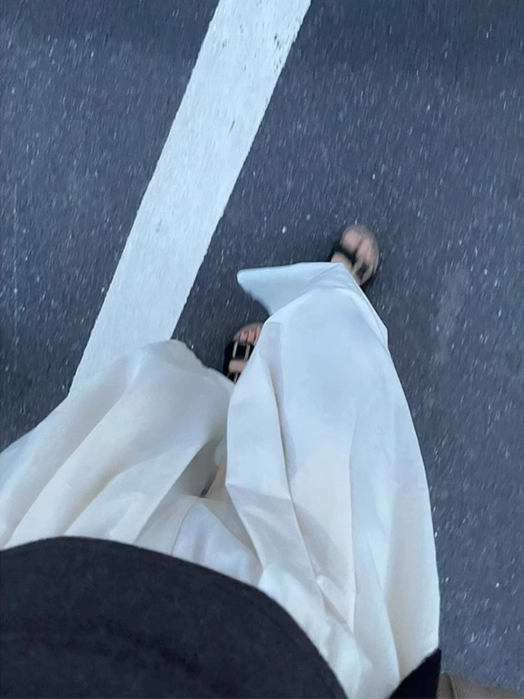 Quần ống rộng màu trắng dành cho nữ, mùa hè, cỡ lớn, lưng cao, dáng rộng, thon gọn, dáng quả lê, quần bóng dáng chín phần.