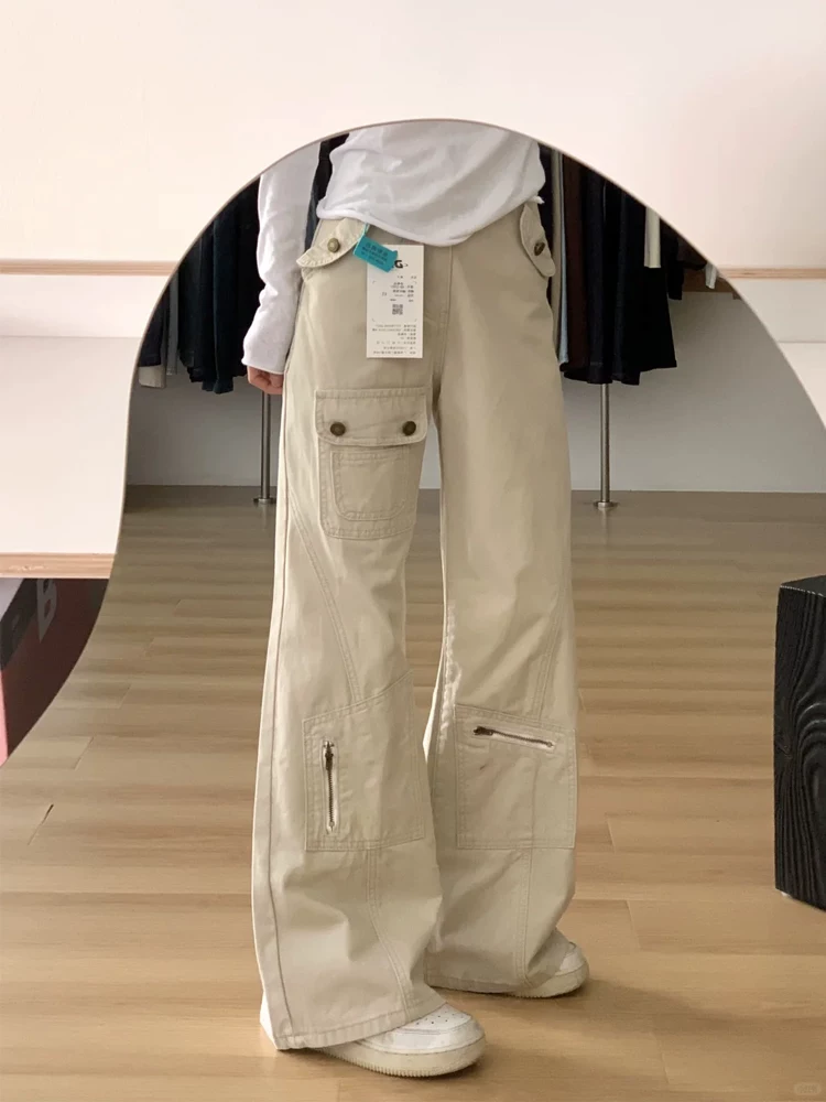 Quần jean nữ ống loe cạp cao kiểu Mỹ, mẫu mới xuân 2025, thiết kế size lớn, quần ống rộng dáng chuông tôn dáng.