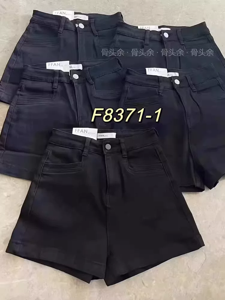 Quần short denim đen dáng quả lê dành cho nữ, size lớn mùa hè, lưng cao, co giãn, che hông, quần ống rộng chữ A tôn dáng