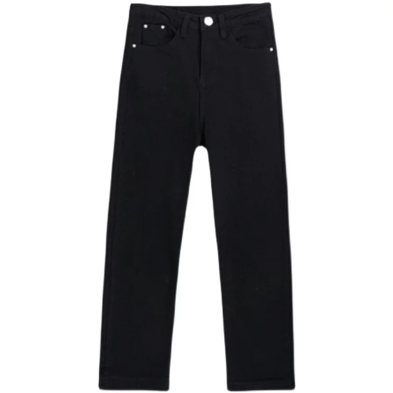 Quần jean dáng thẳng cạp cao, dáng ôm, đa năng, tôn dáng, kiểu dáng thuốc lá, có lớp lót lông cừu, size lớn, mùa thu đông 2022 dành cho nữ