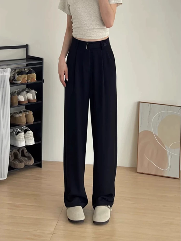 Quần âu dáng quả lê dành cho nữ, kiểu dáng mỏng mùa hè, cỡ lớn, lưng cao, che hông, dáng suôn, quần ống rộng giúp thon gọn