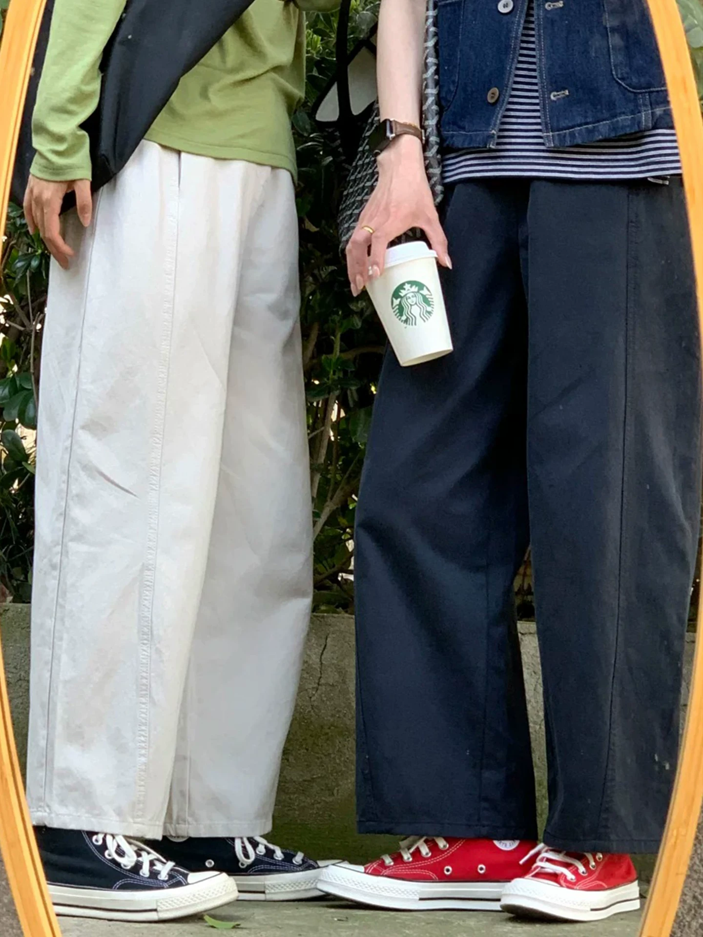 Quần ống rộng lưng cao kiểu Nhật dành cho nữ, cỡ lớn, quần chín phần dành cho người có thân hình quả lê, che hông, giảm béo, quần cargo ống thẳng