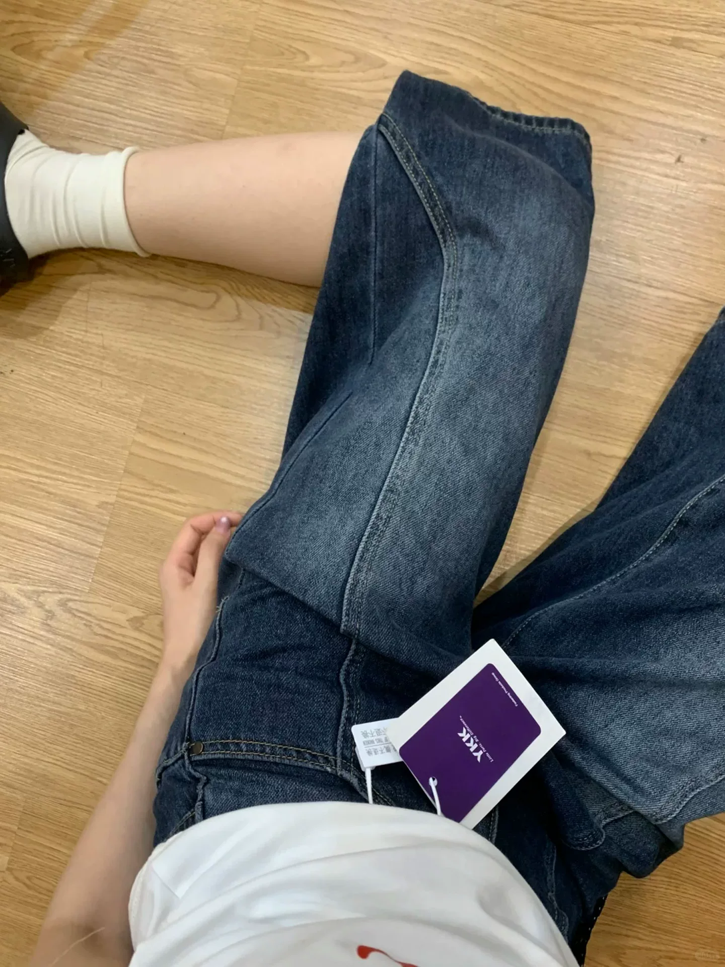 Quần short denim crop màu xanh đậm dành cho nữ, cỡ lớn mùa hè, lưng cao, dáng rộng, giảm béo, dáng quả lê, quần ống rộng dài vừa phải