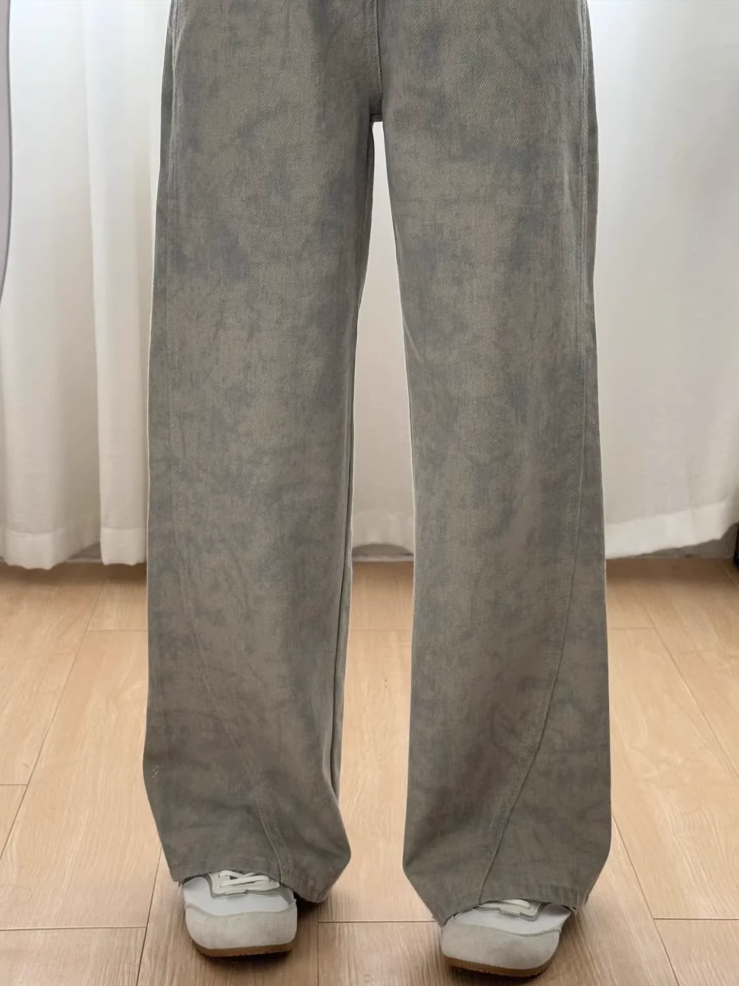 Quần jeans ống rộng nhuộm tie-dye dành cho nữ, đầu thu 2025, size lớn, cạp cao, che hông, dáng suôn, tôn dáng, quần ống đứng dáng kiếm