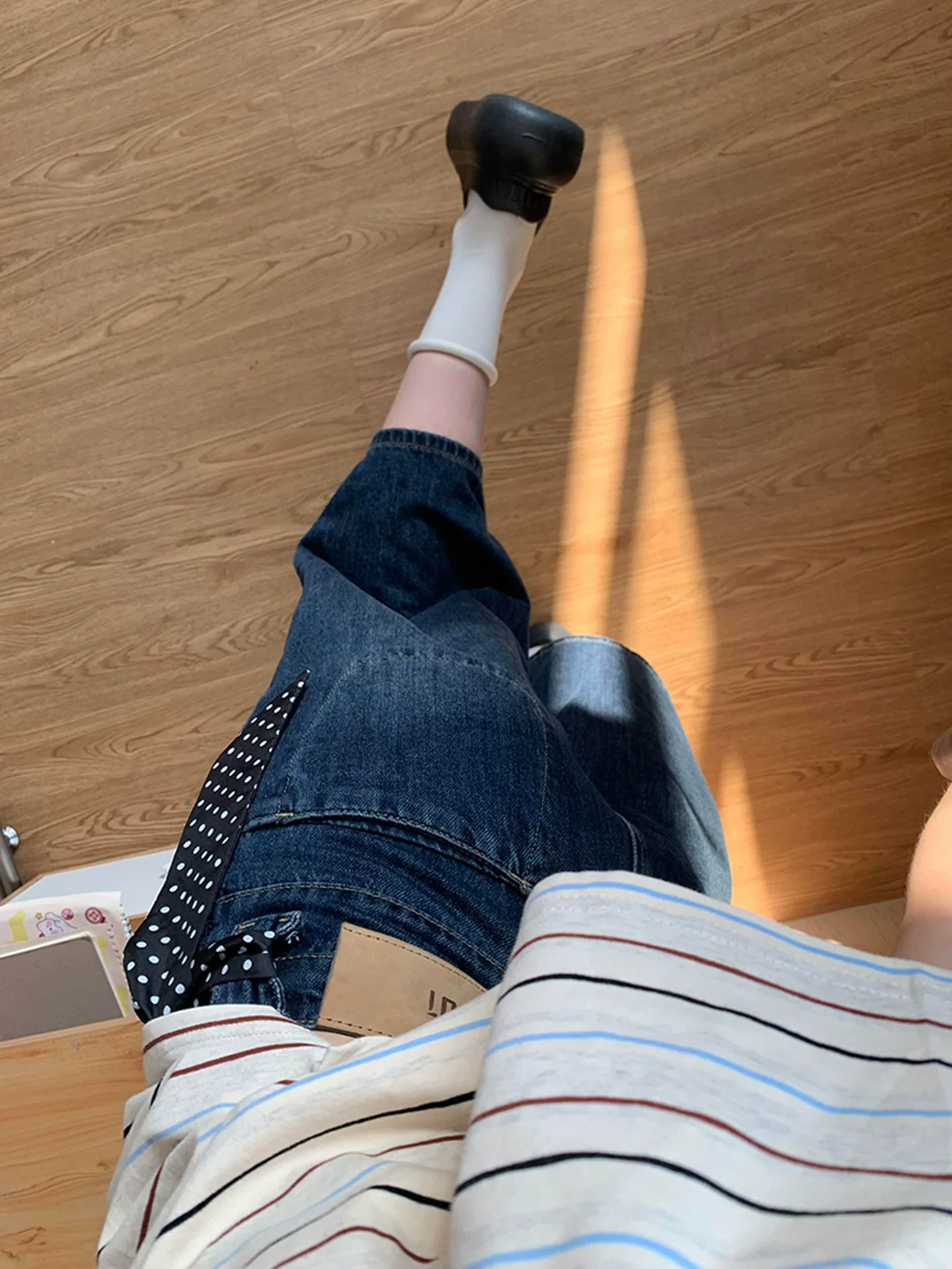 Quần denim crop kiểu retro Mỹ dành cho nữ, size lớn mùa hè, cạp cao, dáng rộng, tôn dáng, quần ống rộng dài đến giữa bắp chân.