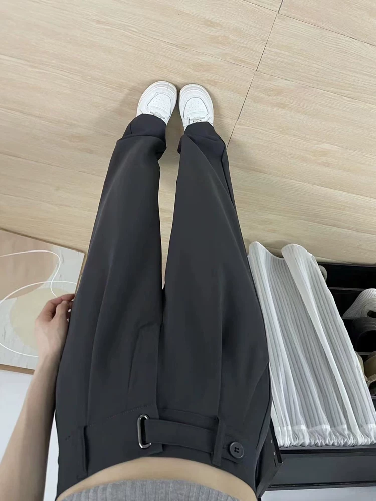 Quần âu dáng quả lê dành cho nữ, kiểu dáng mùa thu mới, cỡ lớn, lưng cao, rộng rãi, mềm mại, quần ống rộng giúp thon gọn vóc dáng