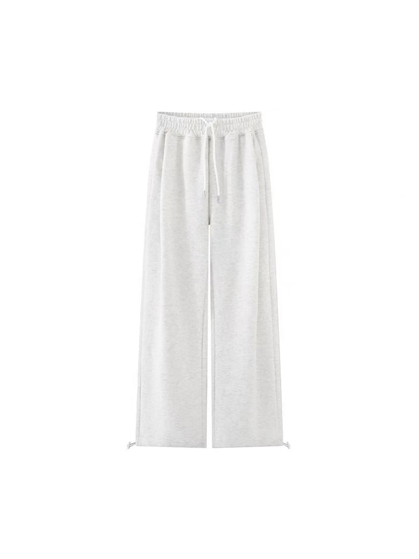 Quần thể thao thông thường dành cho nữ, kiểu dáng mùa thu mới, cỡ lớn, lưng cao, dáng rộng, mềm mại, tôn dáng, dáng thẳng, quần ống rộng có bo gấu.