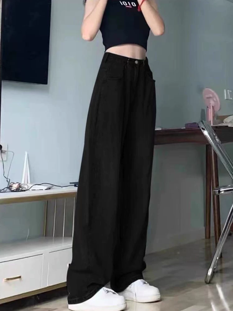 Thiết kế dáng quả lê, quần jean nữ có thể điều chỉnh, đầu thu, size lớn, cạp cao, tôn dáng, quần ống rộng mềm mại