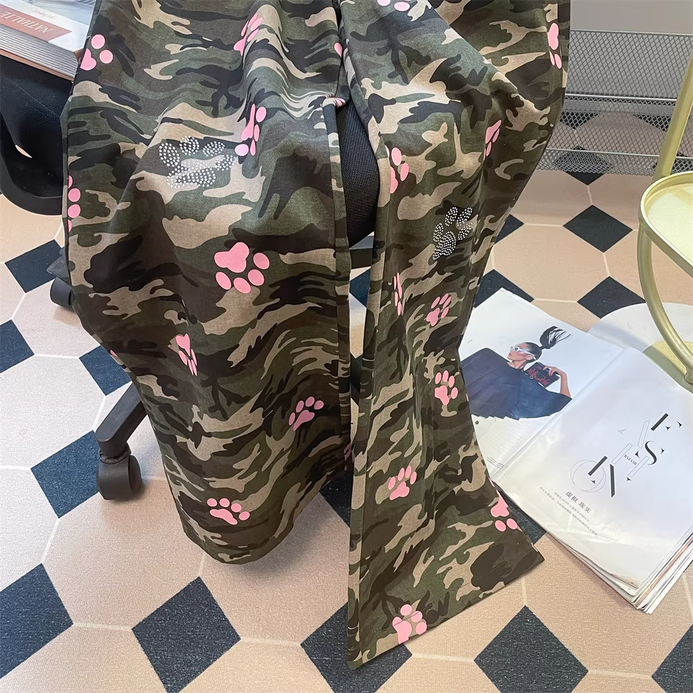 Quần jean kiểu dáng công sở họa tiết chân chó ngụy trang theo xu hướng quốc gia dành cho nữ, phong cách Mỹ mùa thu, kiểu dáng cá tính, cạp cao, ống thẳng, ống loe, ống rộng