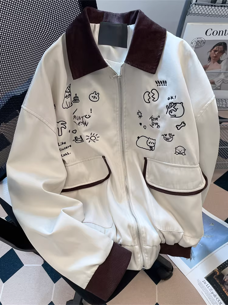 Áo khoác có cổ thêu màu phong cách retro Hàn Quốc dành cho nữ, mùa thu đông, rất phong cách, cao cấp, áo khoác độc đáo