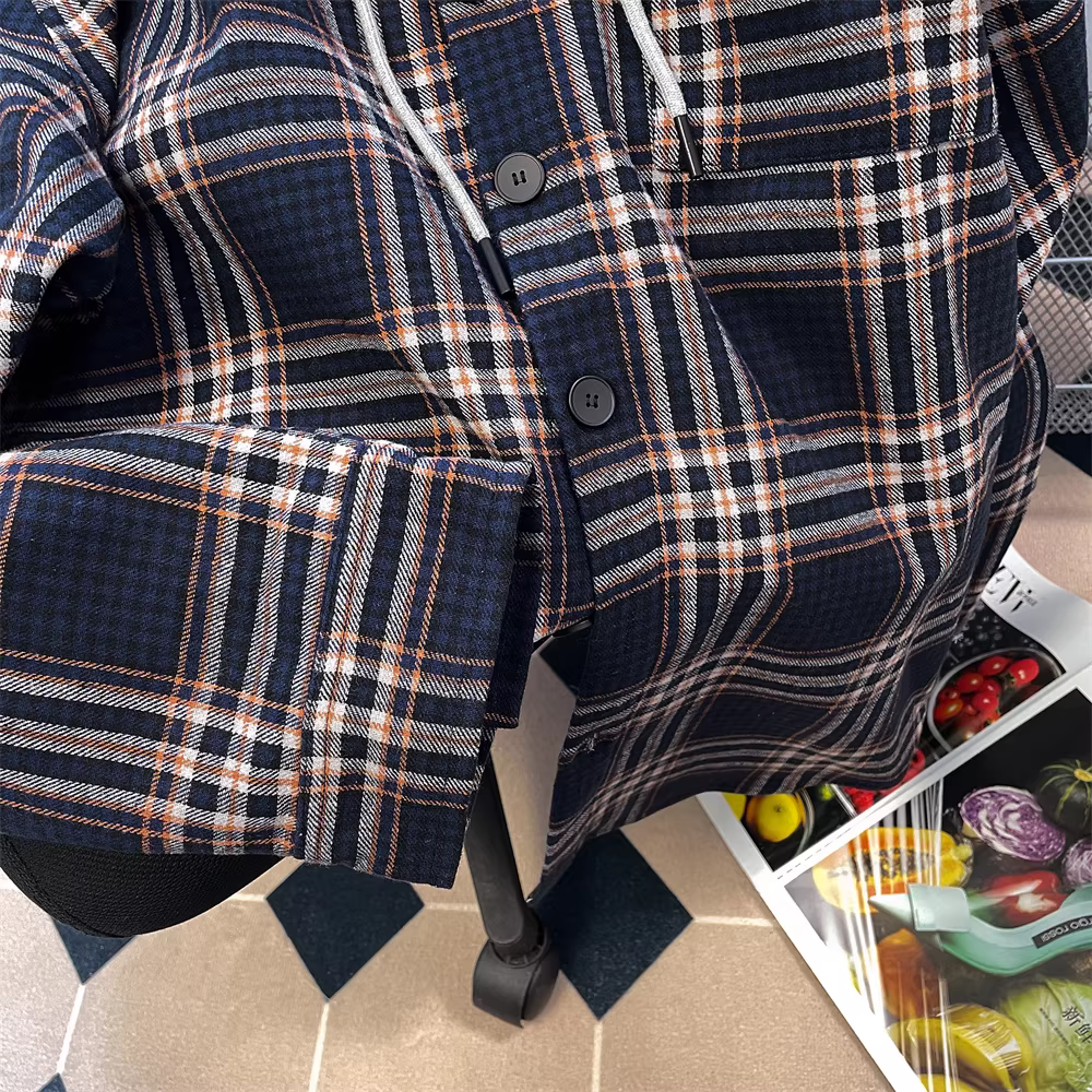 Áo sơ mi có mũ trùm đầu kiểu cổ điển kiểu Mỹ dành cho nữ, phong cách cao cấp, áo khoác thường ngày lười biếng, áo dài tay