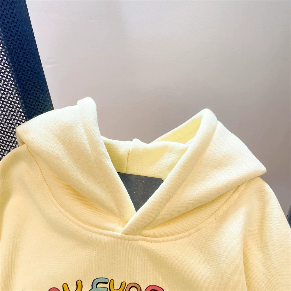 Áo hoodie hình chú chó con màu vàng dễ thương dành cho nữ, phong cách thu đông, sành điệu và trẻ trung, cỡ nhỏ, áo lót lông cừu và dày dặn.