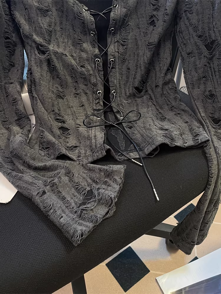 Áo dài tay dáng ôm kiểu Mỹ dành cho nữ, áo thun giả hai mảnh cổ yếm kiểu dáng sang trọng đầu thu dành cho nữ