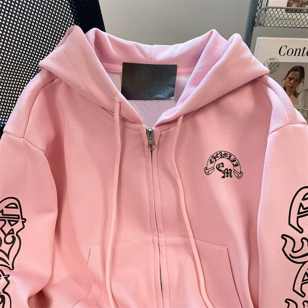 Áo len cardigan ngắn in chữ La Mã cổ điển của Mỹ dành cho nữ, áo khoác thiết kế thương hiệu hợp thời trang đường phố cổ điển mùa thu