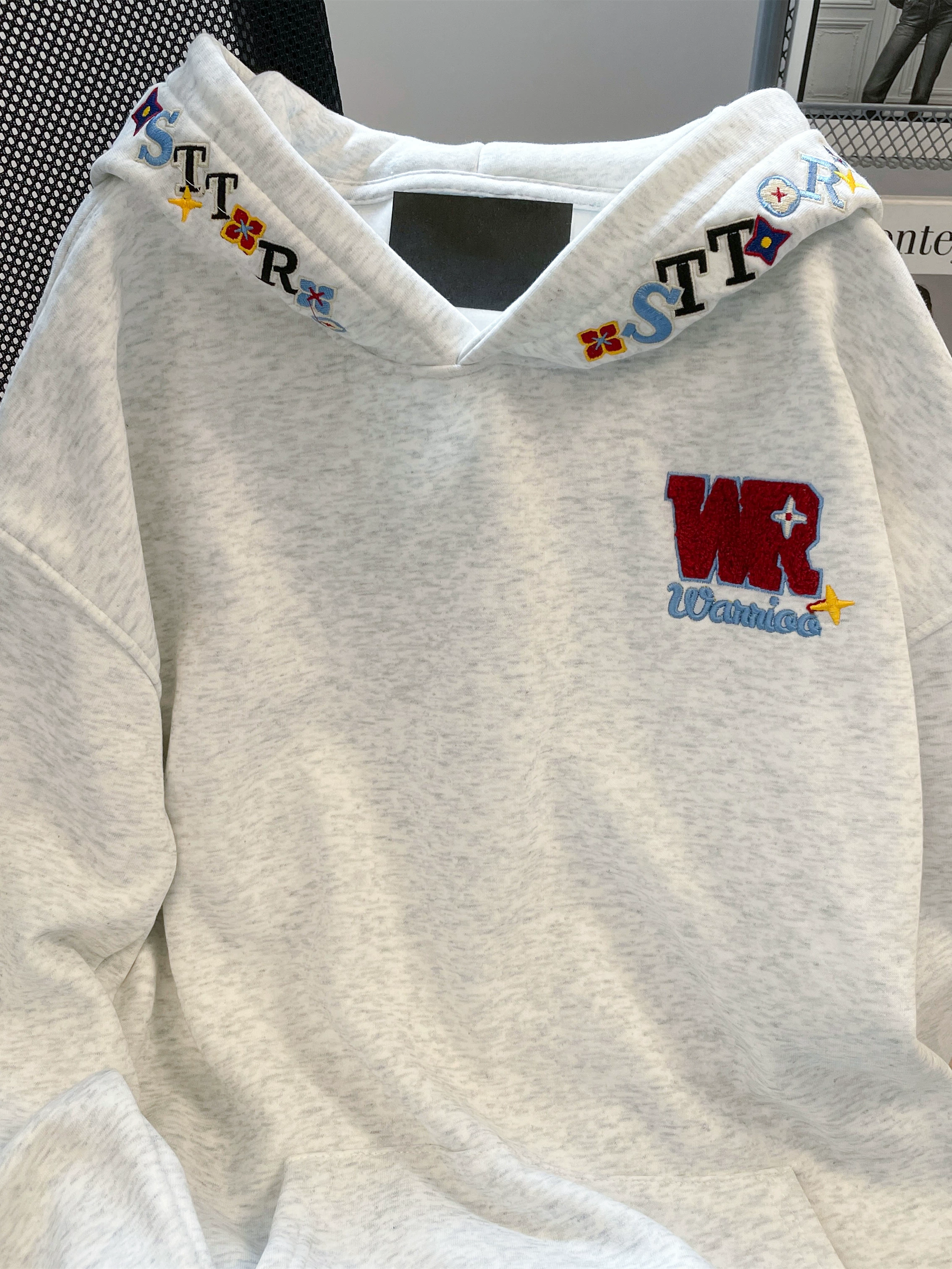 Áo khoác hoodie dáng rộng thêu chữ kiểu Mỹ dành cho nữ, mặc cặp đôi mùa thu đông, áo nỉ đa năng cỡ lớn