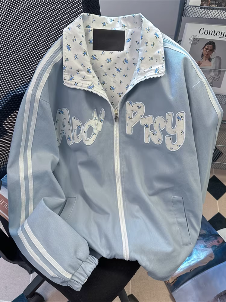 Áo khoác hai mặt họa tiết hoa ngọt ngào đầu thu phong cách Hàn Quốc dành cho nữ, sành điệu, độc đáo, sang trọng, cao cấp, áo khoác cardigan siêu xinh