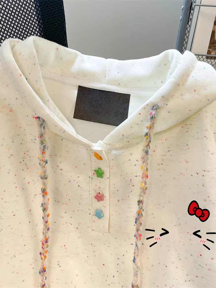 Áo len hình mèo Kitty ngọt ngào và dễ thương theo phong cách Nhật Bản dành cho nữ, đầu thu đông, sành điệu và trẻ trung, áo có mũ trùm đầu nhỏ nhắn