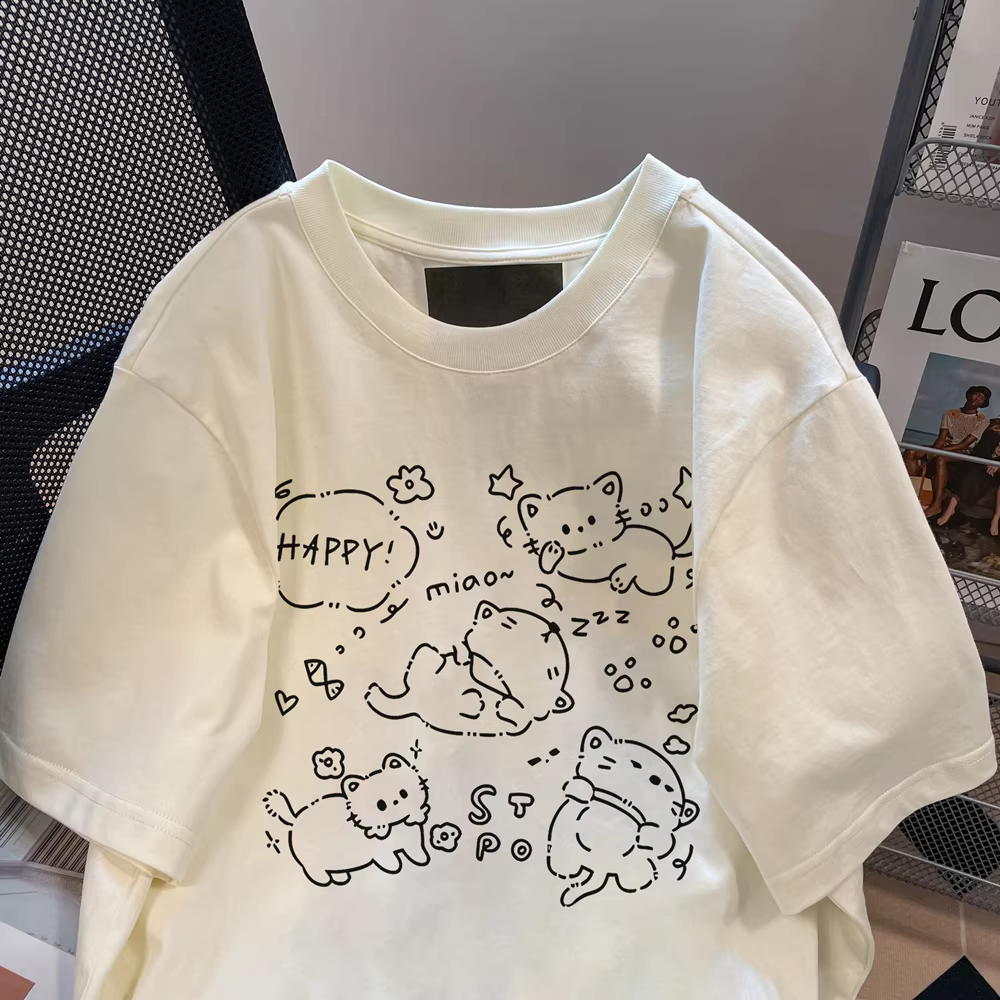 Áo thun ngắn tay dễ thương và ngọt ngào dành cho nữ mùa hè phong cách Hàn Quốc phong cách đại học giảm tuổi tác hợp thời trang