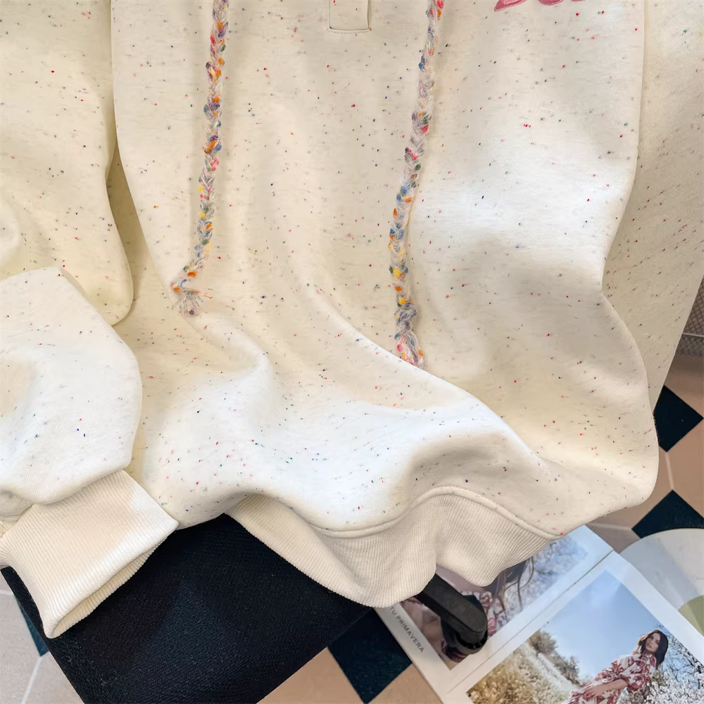 Áo khoác có mũ trùm đầu thêu chấm màu độc đáo phong cách Hàn Quốc dành cho nữ, mẫu mới mùa thu 2025, áo khoác vai thường nhỏ nhắn