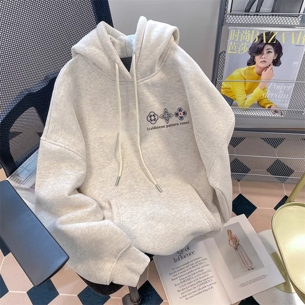 Áo hoodie cặp đôi phong cách cổ điển Hồng Kông kiểu Mỹ dành cho nữ, áo dáng rộng cỡ lớn mùa thu, thoải mái và thư giãn