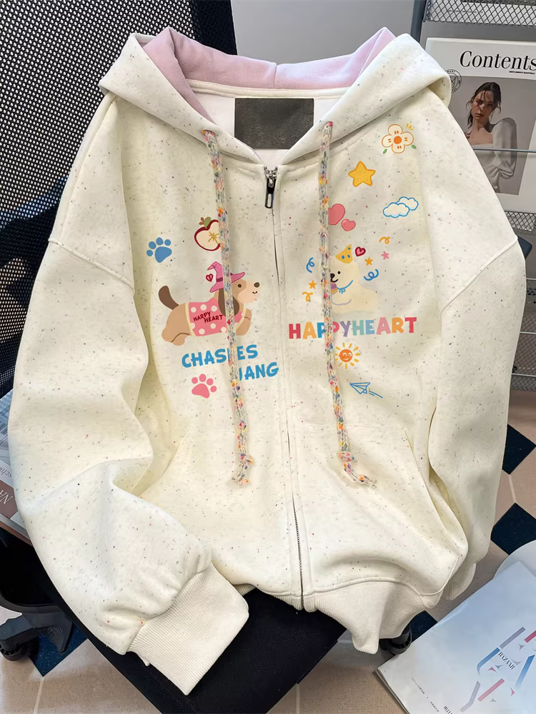 Áo len cardigan có mũ trùm đầu kiểu Nhật Bản dành cho nữ, áo khoác có mũ trùm đầu cỡ nhỏ hợp thời trang mùa thu đông