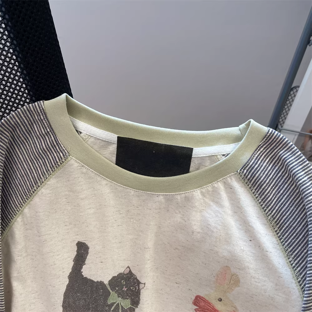 Áo dài tay mỏng chống nắng kiểu Hàn Quốc dành cho nữ, áo thun sọc raglan đa năng hợp thời trang mùa hè độc đáo sang trọng