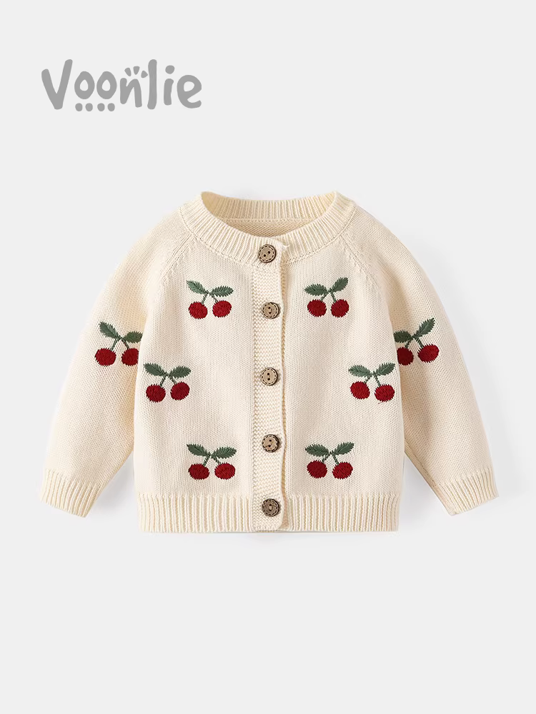 Áo len dệt kim cho bé gái Fanhle Thu Đông 2025 Mẫu mới thời trang Áo khoác đa năng Xuân Thu cho bé