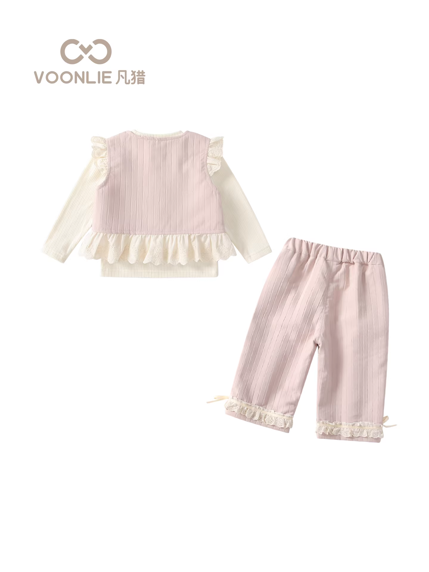 Bộ đồ nữ Fanhle Thu Đông 2025, Trang phục trẻ em thời trang mới, Áo gile bé gái, Quần thẳng, Bộ ba món Xuân Thu