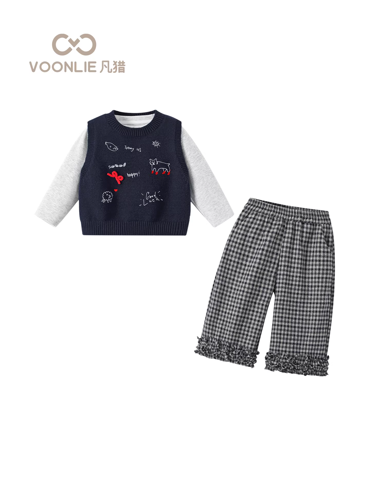 Bộ đồ thu đông bé gái 2025 kiểu mới thời trang trẻ em, áo len bé gái hai mảnh mùa xuân thu