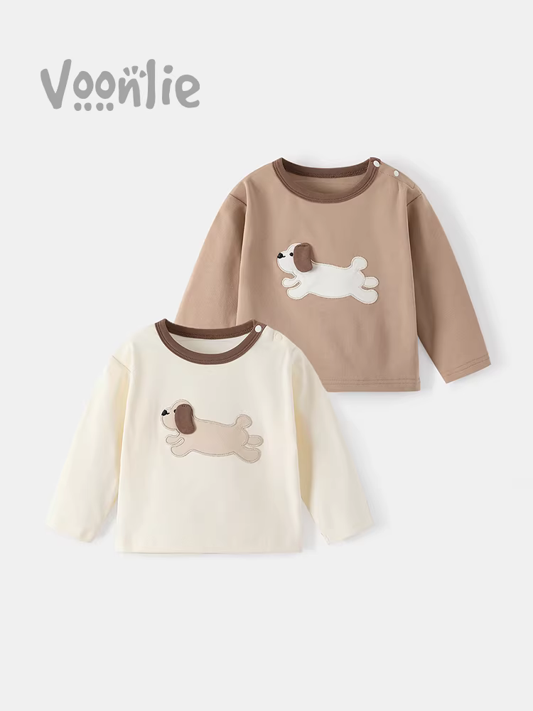 Áo thun dài tay Fanhle cho bé gái Thu 2025 Áo lót đa năng thời trang mới cho bé trai Áo thun cho bé trai cho mùa xuân và mùa thu