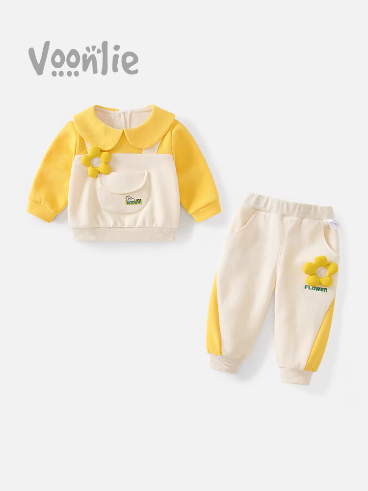 Bộ trang phục mùa thu thời trang cho bé gái, bộ áo len và quần hai mảnh hợp thời trang cho bé mùa xuân và mùa thu.