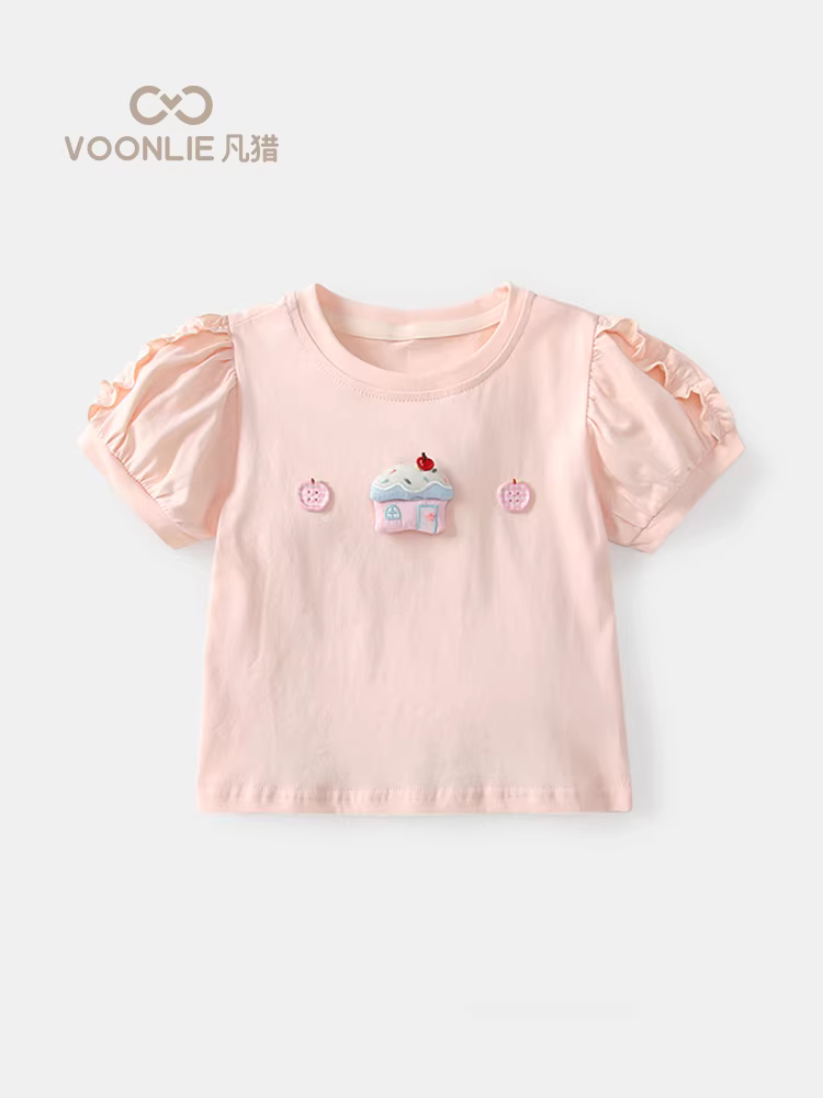 Áo thun ngắn tay mùa hè cho bé gái Fanli 2025 kiểu dáng mới thời trang áo lót bé gái cổ tròn mùa hè