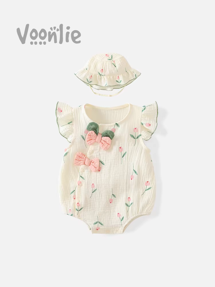 Bộ liền thân mùa hè cho bé sơ sinh, quần áo bé gái, bộ liền thân đi chơi, bộ liền thân cho bé đủ tháng, trăm ngày, bộ liền thân mùa hè