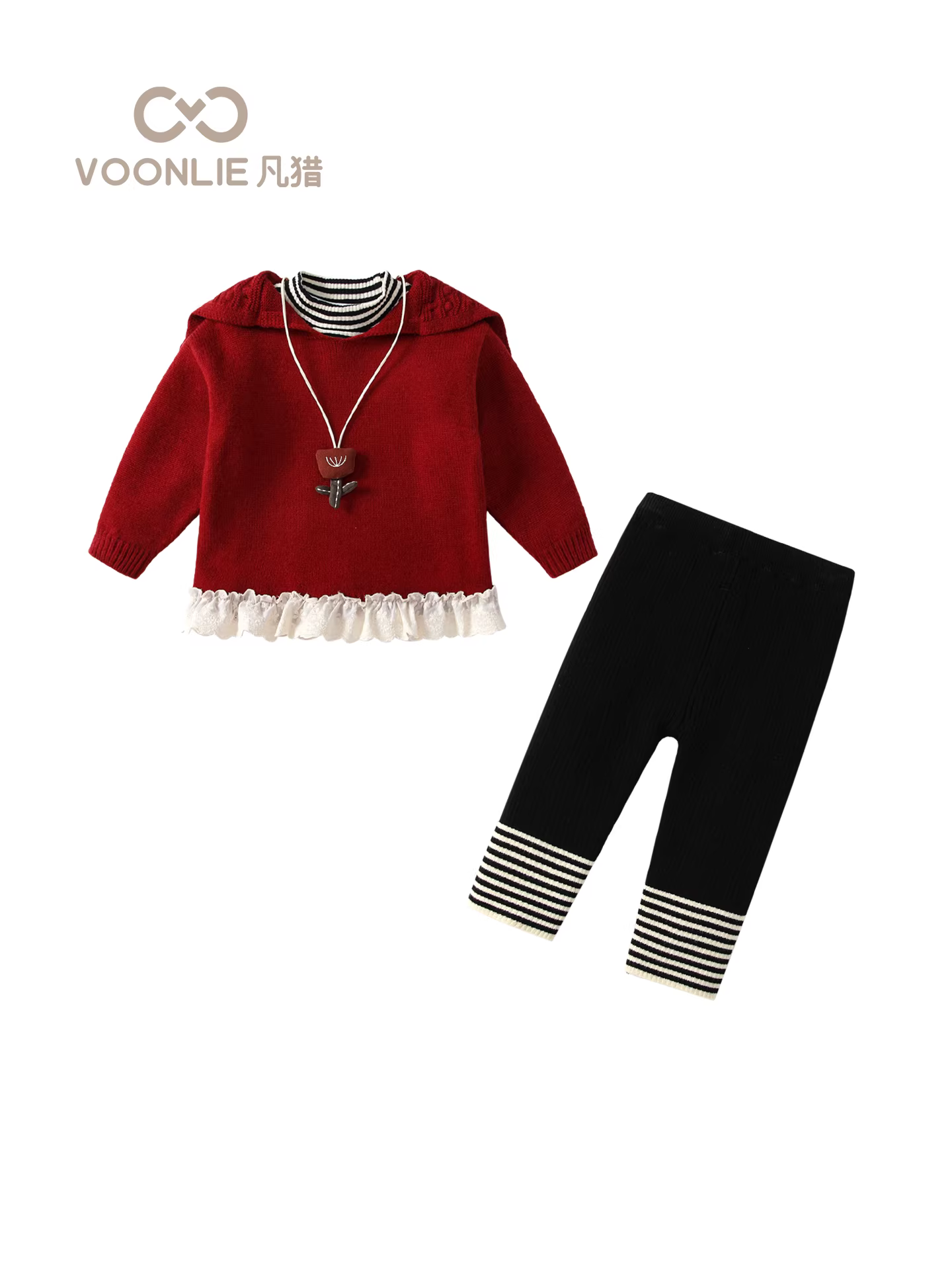 Bộ đồ nữ Fanhle Thu Đông 2025, quần áo trẻ em thời trang, quần ống đứng cho bé, bộ ba món Xuân Thu