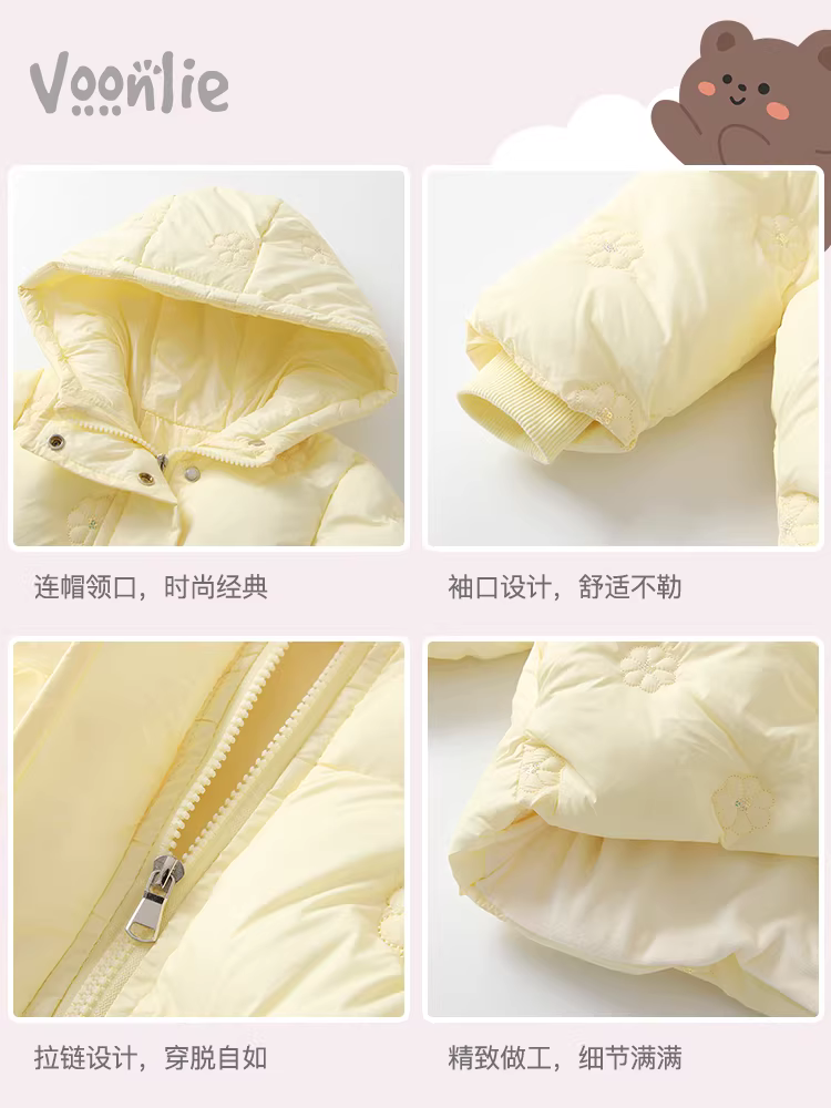 Quần áo mùa đông có đệm bông dành cho bé gái Fanhai Áo khoác có mũ trùm đầu lót lông cừu thời trang dành cho trẻ em Áo khoác có mũ trùm đầu bằng vải cotton Áo khoác có đệm bông mùa đông cho bé