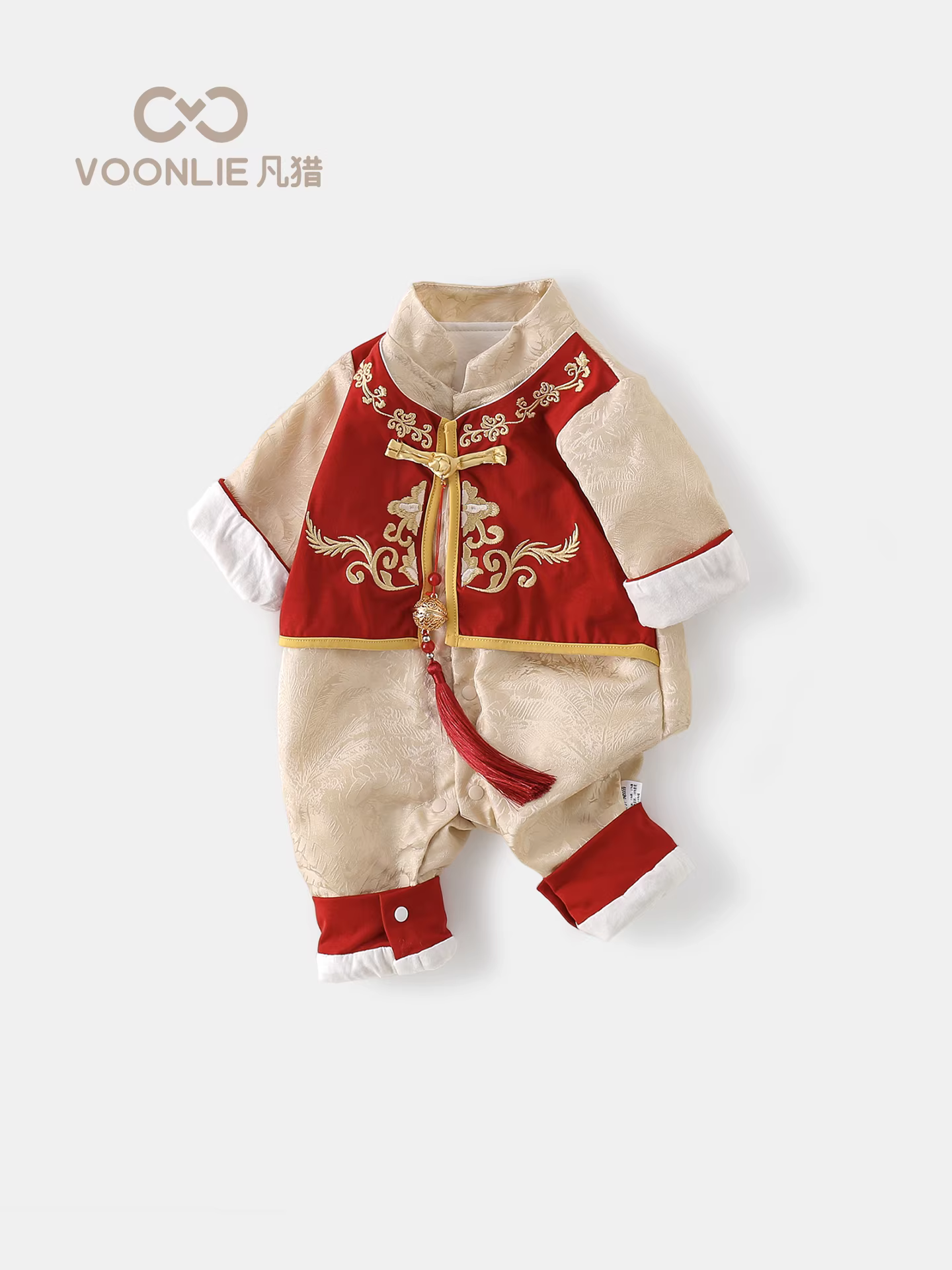 Quần áo trẻ em Fanhle trang phục mùa thu bé trai sơ sinh áo liền quần phong cách Trung Hoa trang phục đầy tháng trăm ngày trang phục trang trọng cho bé một tuổi mùa xuân và mùa thu