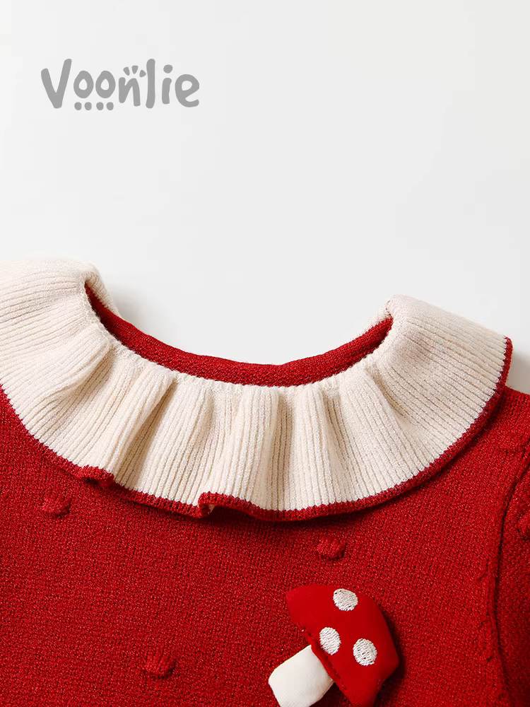 Váy len bé gái thu đông 2025 kiểu mới, váy công chúa trẻ em thời trang, váy bé gái một tuổi, váy Tết